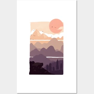 Mountain in sunny day Posters and Art